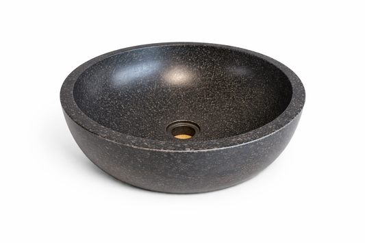 zwarte ronde terrazzo waskom