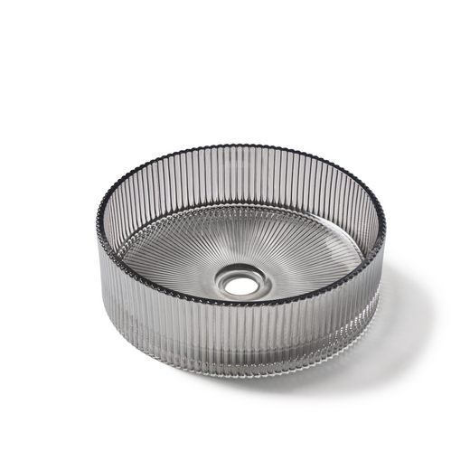 glazen waskom van rookglas met ronde vorm