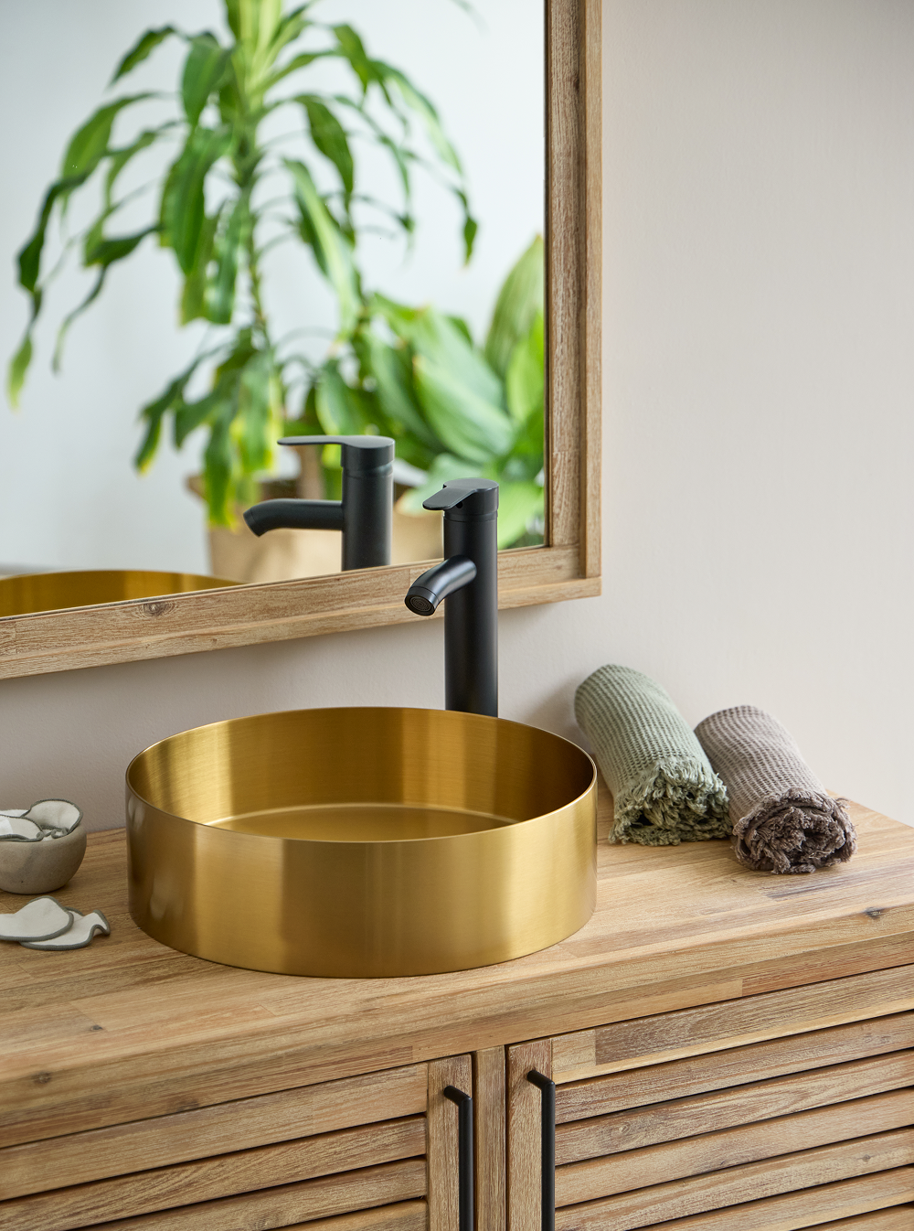 gouden rvs waskom