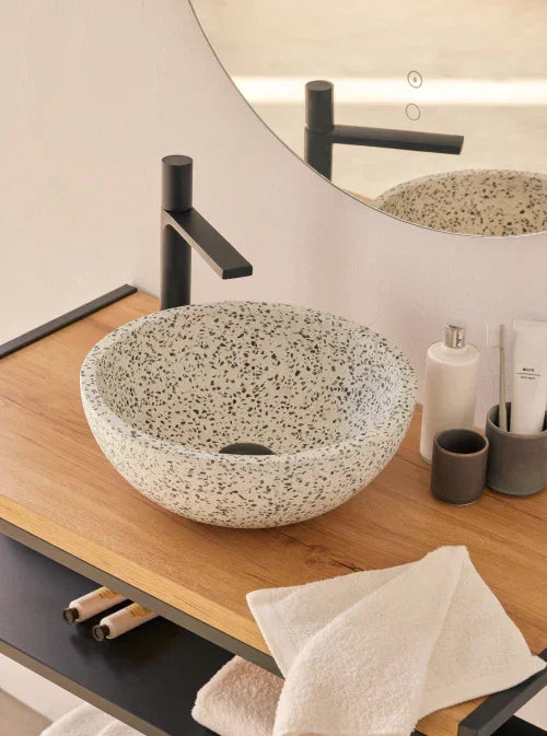 trendy badkamer terrazzo waskom