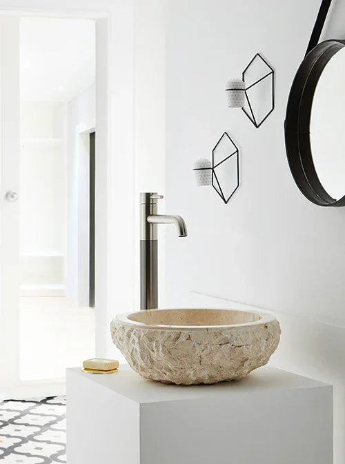 natuursteen 50 cm waskom beige