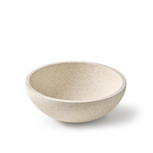 Terrazzo waskom 35x35x12cm in witte, beige tint vooraanzicht op witte achtergrond