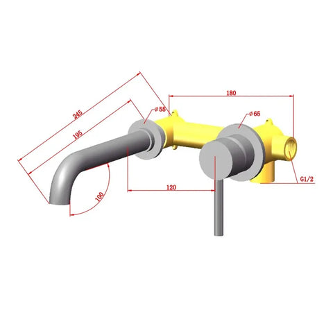 technische tekening inbouwkraan