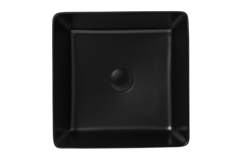 Vierkante zwarte matte keramische waskom 39x39x13cm packshot
