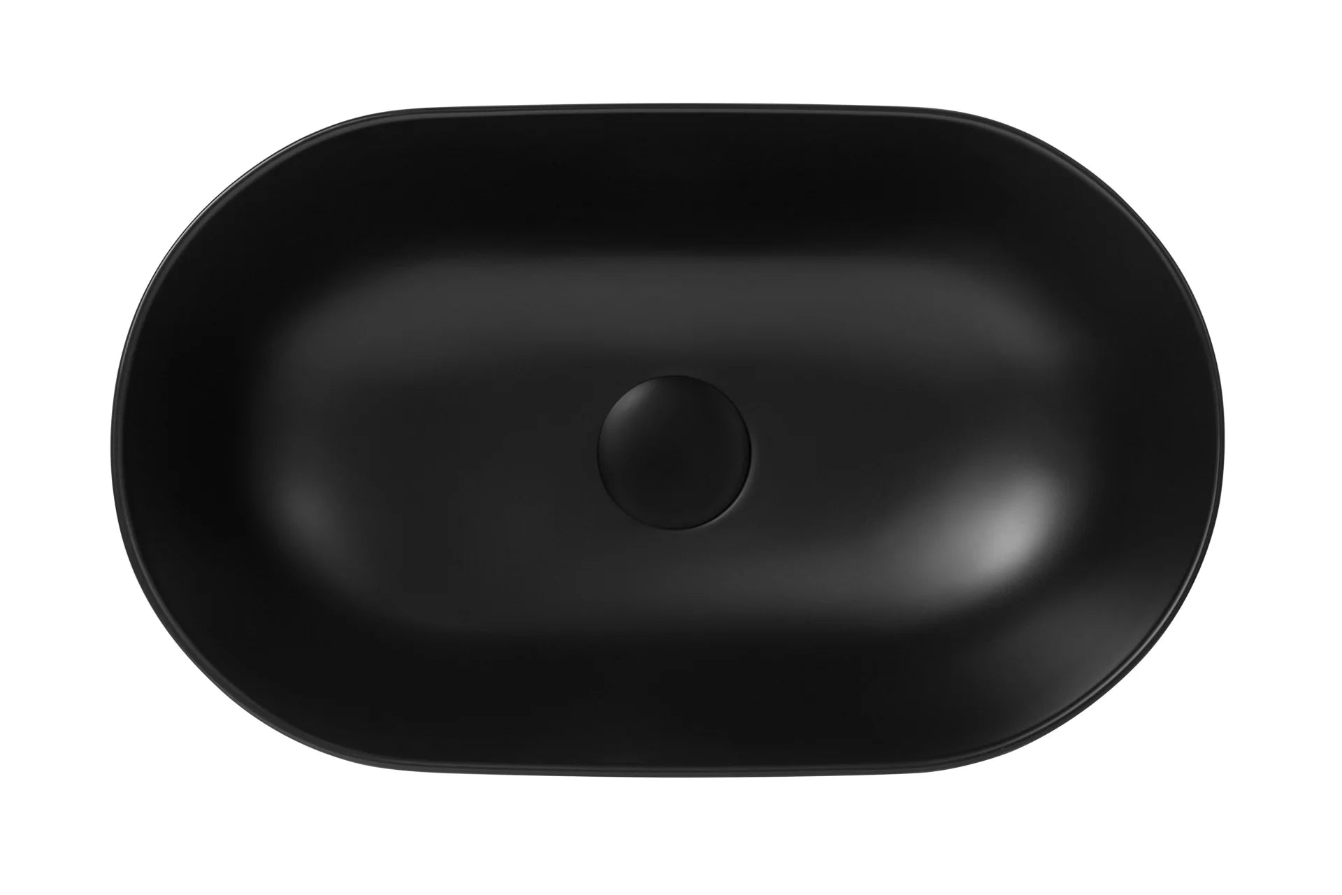 Zwarte ovale keramische matte waskom 30x50x14cm packshot