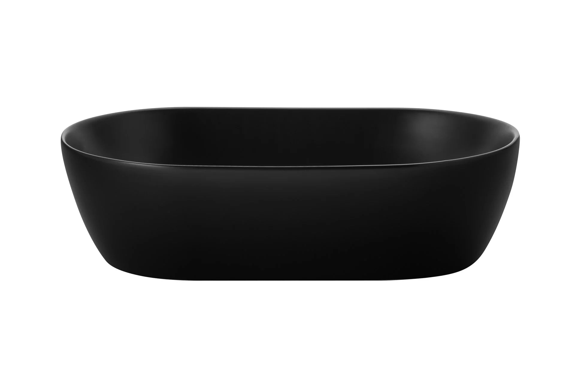 Zwarte ovale keramische matte waskom 30x50x14cm packshot